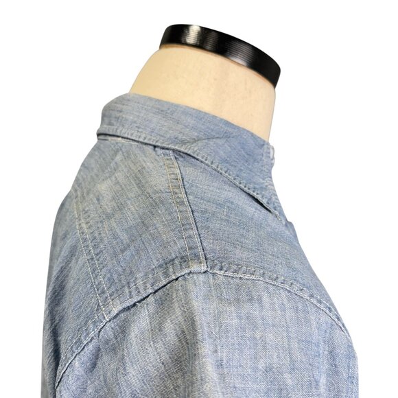 Vintage 60s King Kole Blue Chambray Shirt S/S Button-Up Mens Cotton Medium - Picture 7 of 11